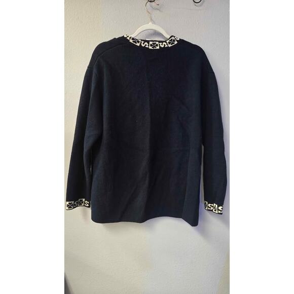 Sandro Paris Black Knit Cardigan Gold Button Clover 'S' Trim Size 2 / Small - Picture 5 of 5